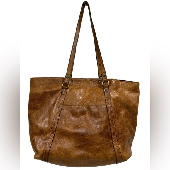 Patricia Nash Benvenuto Heritage Distressed Leather Large Tan Cognac Brown Tote - Picture 2 of 14